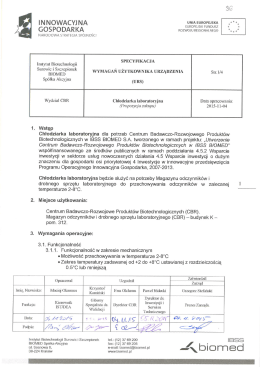 Specyfikacja wymagań użytkownika urządzenia (URS)