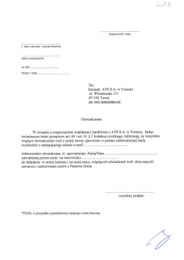 Załącznik nr 6, Oświadczenie o adresie e-mail