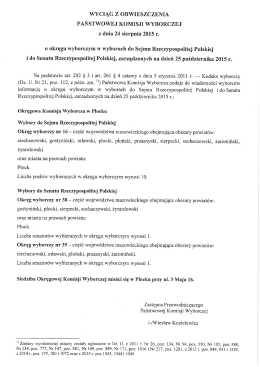Wyciąg z obwieszczenia państwowej komisji wyborczej z dnia 24