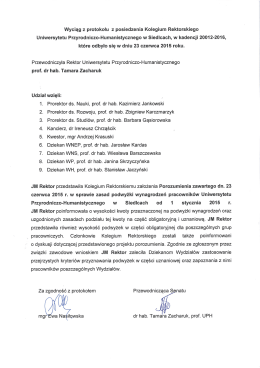 Wyciąg z protokołu z posiedzenia Kolegium Rektorskiego