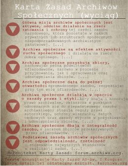 Karta Zasad Archiwów Społecznych (wyciąg)