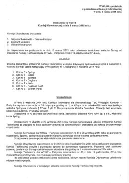 WYCIĄG z protokołu z posiedzenia Komisji Odwoławczej