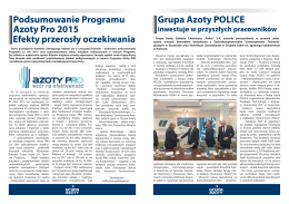 Podsumowanie Programu Azoty Pro 2015 Grupa Azoty POLICE