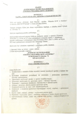 statut „rybnickiego klubu piłkarskiego