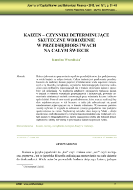 KAIZEN - Journal of Capital market and Behavioral Finance
