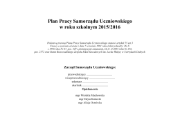Plan Pracy Samorządu Uczniowskiego w roku szkolnym