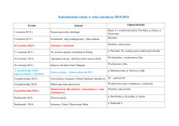 Kalendarium szkoły w roku szkolnym 2015/2016 - 30 x 2014