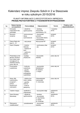 Kalendarz imprez ZS nr 2 w Staszowie 2015-2016