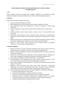 załącznik do ZR 151/2015 1 Zasady współpracy pomiędzy
