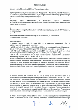 Treść porozumienia zawartego w dniu 23 września 2015 r. w