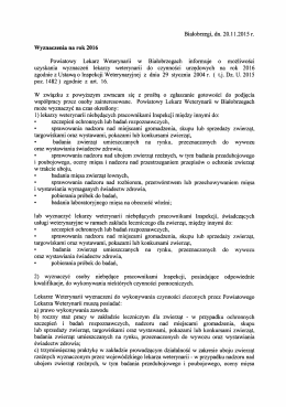 Wyznaczenia na rok 2016