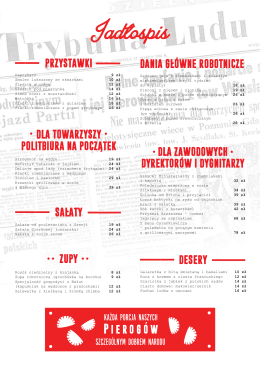 menu - Restauracja Smaki PRL-u
