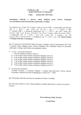 UCHWAŁA NR / / 2015 RADY POWIATU W GOŁDAPI