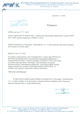 Dotyczy: Zaproszenie do złożenia oferty