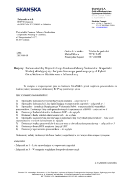 Dotyczy: Budowa siedziby Wojewódzkiego Funduszu Ochrony
