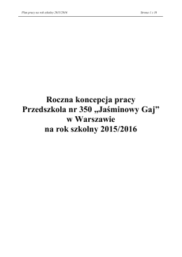 Roczny plan pracy przedszkola na rok 2015/2016