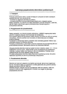 Instrukcja posadowienia zbiorników podziemnych