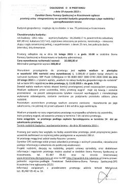 Dyrektor Domu Pomocy Społecznej w Krzesimowie ogłasza