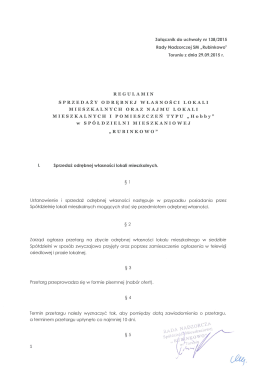 Regulamin sprzedaży odrębnej własności lokali