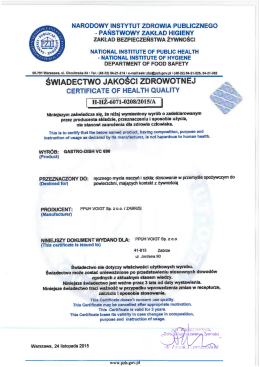 Świadectwo Jakości Zdrowotnej
