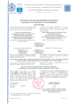 Certyfikat Stałości Właściwości Użytkowych ZUP
