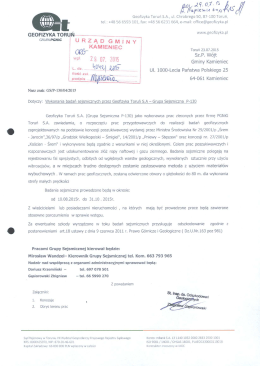Wójt Gminy Kamieniec informuje, że Geofizyka Toruń S.A. w dniach