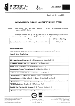 Zawiadomienie o wyborze najkorzystniejszej oferty