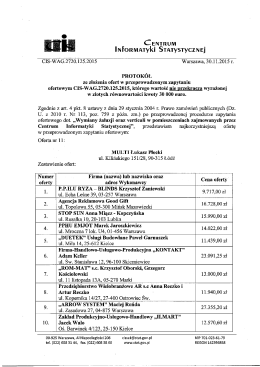 Protokół ze złożenia ofert w przeprowadzonym zapytaniu
