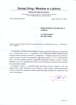 Odpowiedź ZDiM 04-11-2015 - Rada Dzielnicy Ponikwoda w Lublinie