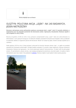 olsztyn: policyjna akcja „lejek”- na 140 badanych, jeden nietrzeźwy