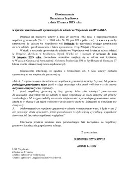 Obwieszczenie Burmistrza Szydłowca z dnia 12 marca 2015 roku