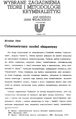 Mirosław Owoc, Cybernetyczny model ekspertyzy