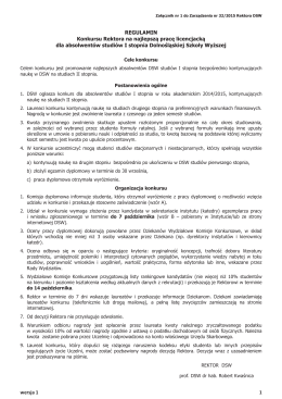 REGULAMIN Konkursu Rektora na najlepsz prac