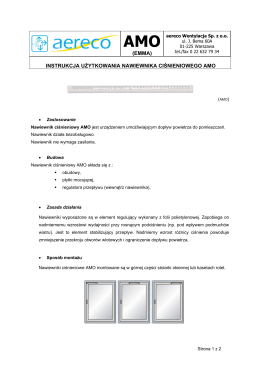Instrukcja użytkowania nawiewnika ciśnieniowego AMO