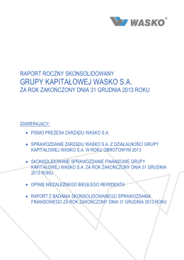 Raport roczny WASKO S.A. za 2013