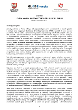 Wnioski I Ogólnopolskiego Kongresu Niskiej Emisji, plik pdf