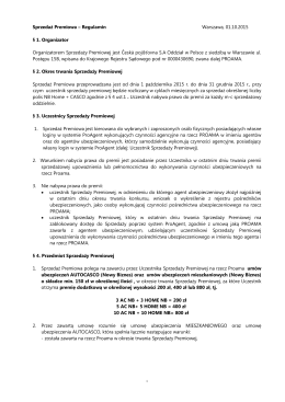 Sprzedaż Premiowa – Regulamin Warszawa, 01.10.2015 § 1
