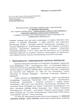 Warszawa 14 grudnia 2014 - Instytut Psychologii PAN
