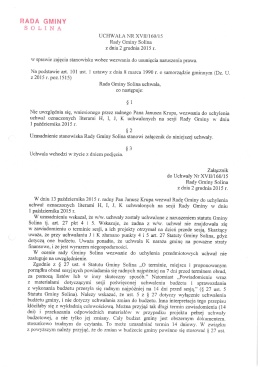 UCHWAŁA NR XVII/160/15 Rady Gminy Solina z