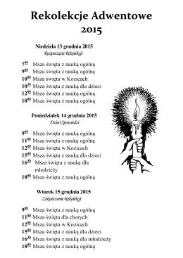 Rekolekcje Adwentowe 2015