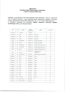 Działając na podstawie § 35 Rozporządzenia Rady Ministrów z dnia