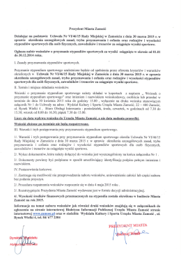Prezydent Miasta Zamość Działając na podstawie Uchwała Nr VI/46