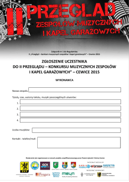 konkursu muzycznych zespołów i kapel garażowych” – cewice 2015