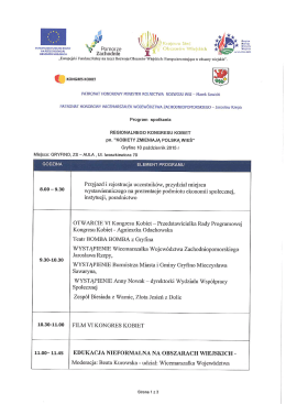 Program Regionalnego Kongresu Kobiet 2015 w Gryfinie