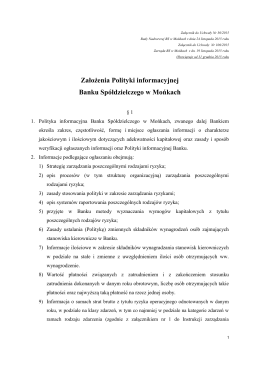 Założenia Polityki informacyjnej Banku Spółdzielczego w Mońkach