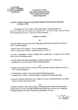 Zarządzenie nr 3/2015 Kierownika GOPS Kwilcz w sprawie