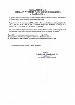 ZARZĄDZENIE nr 6 - Wydział Nauk Geograficznych UŁ