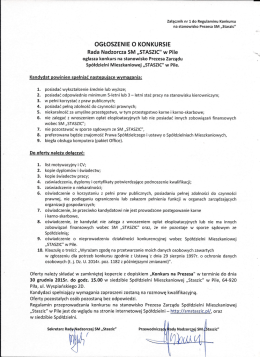 Ogłoszenie o Konkursie na stanowisko Prezesa Zarządu [plik PDF]