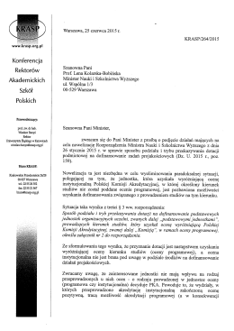 List z prośbą o podjęcie działań mających na celu nowelizację