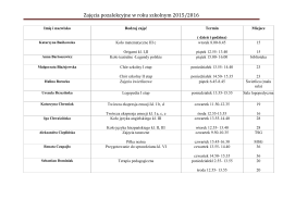 Zajęcia pozalekcyjne w roku szkolnym 2015/2016
